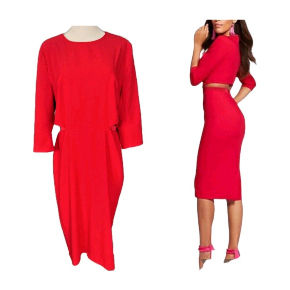 Gabrielle Union Red Cutout Bodycon Midi Dress Size 12
